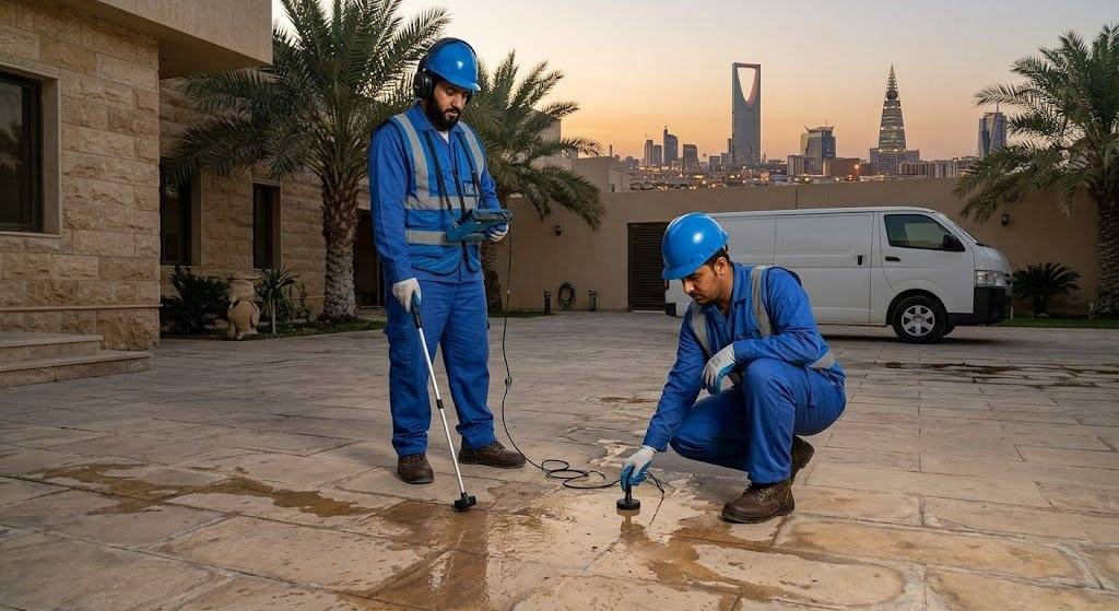 فني محترف يقوم بأعمال فحص وكشف خرير المياه بدقة وأمان باستخدام أحدث الأجهزة الإلكترونية دون تكسير ضمن خدمات كشف خرير المياه حي البغدادية لضمان المحافظة على البنية التحتية وراحة العملاء.